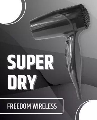 Sleek Modern Black Hair Dryer Product Poster Template