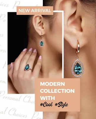Sleek Modern Jewelry Collection Showcase Poster Template