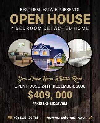 Sleek Modern Open House Real Estate Listing Poster Template