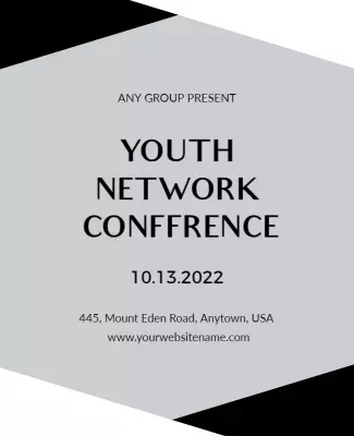 Sleek Monochrome Youth Network Conference Poster Template
