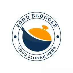 Sleek Navy and Orange Design for Food Blogger Platform Logo Template