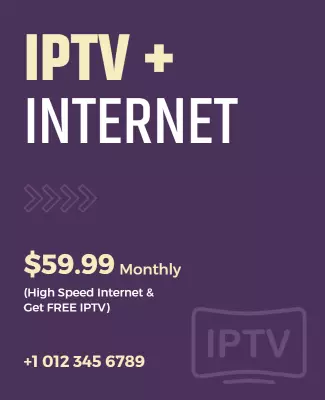 Sleek Purple IPTV and High-Speed Internet Offer Poster Template