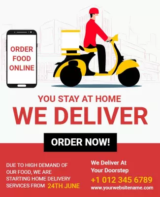Sleek Red and Black Food Delivery Service Poster Template