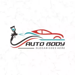 Sleek Red and Blue Car Design Representing Auto Body Shop Logo Template