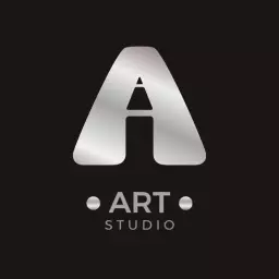 Sleek Silver and Black Design for Modern Art Studio Logo Template