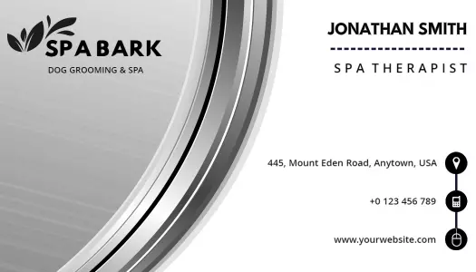 Sleek Silver Dog Grooming Spa Business Card Template