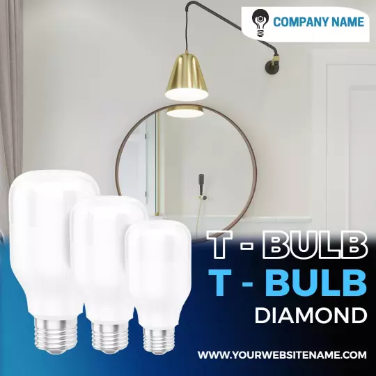 Sleek White LED Light Bulbs for Modern Home Electronics Ad Template