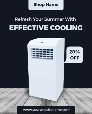 Sleek White Summer Cooling Promotion Poster Template
