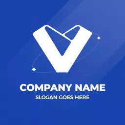 Sleek White V Letter Design Set Against Blue Background Logo Template