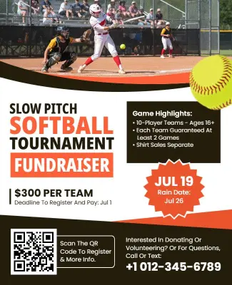 Slow Pitch Softball Tournament Fundraiser Flyer Template