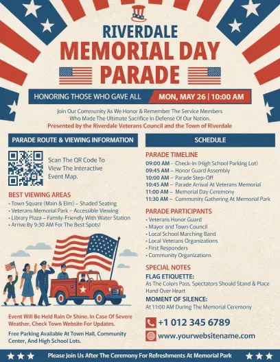 Small Town Memorial Day Parade Flyer Template
