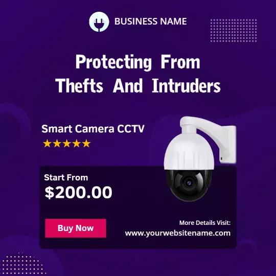 Smart CCTV Camera with Theft Protection Messaging Ad Template