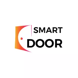 Smart Door Design Featuring Orange and Pink Elements Logo Template
