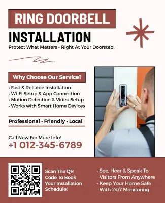 Smart Ring Doorbell Installation Services Flyer Template