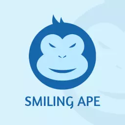 Smiling Blue Ape Logo Representing Joy and Playfulness Logo Template