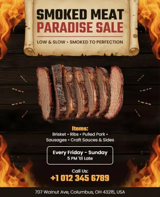 Smoked Meat Paradise Sale Flyer Template