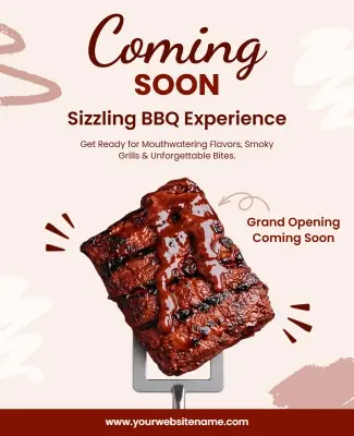 Smoky Grill BBQ Coming Soon Announcement Flyer Template