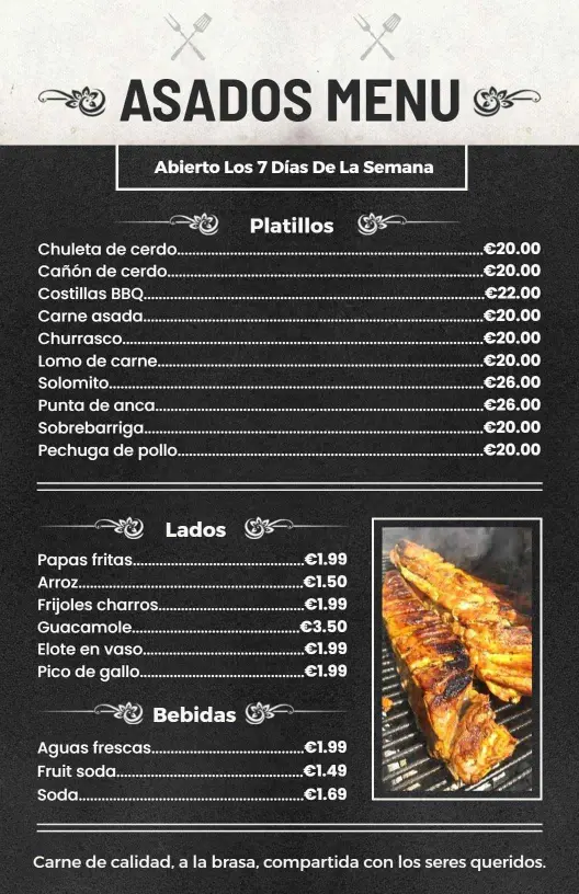 Smoky Grilled Meats and Sides for BBQ Lovers BBQ Menu Template