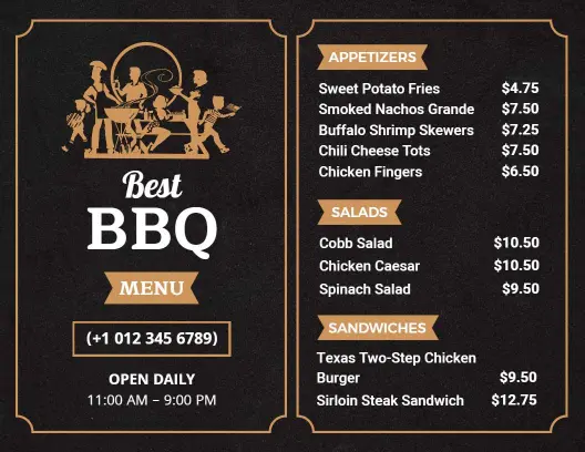 Smoky Meats and Flavorful Sides for Family BBQ Menu Template