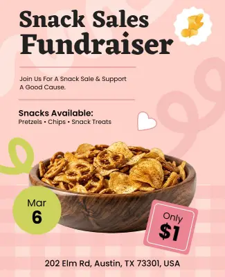 Snack Sales Fundraiser Promotional Flyer Template