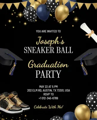 Sneaker Ball Graduation Party Invitation Flyer Template