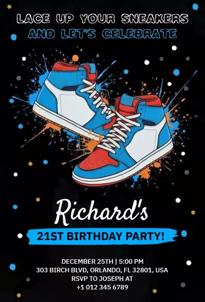 Sneaker Themed 21st Birthday Celebration Invitation Template
