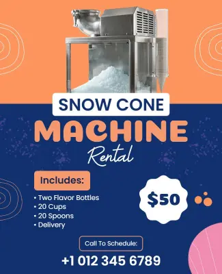 Snow Cone Machine Rental Offer Flyer Template