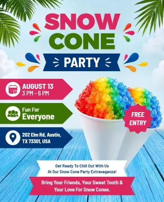 Snow Cone Party Event Flyer Template