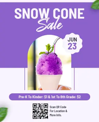Snow Cone Sale with QR Code Flyer Template