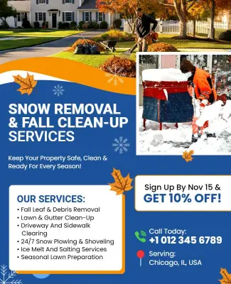 Snow Removal and Fall Clean-up Services Flyer Template