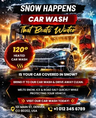 Snow Removal Car Wash Flyer Template