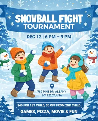 Snowball Fight Tournament Event Flyer Template