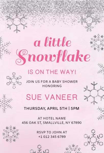 Snowflake Winter Baby Shower Celebration Invitation Template