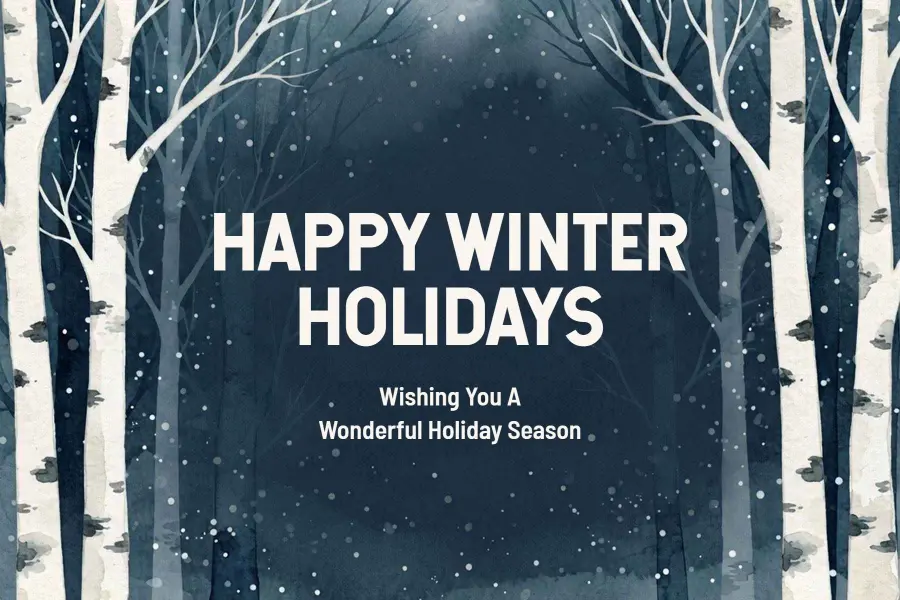 Snowy Winter Holiday Greeting Postcard Template