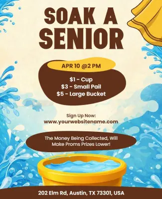 Soak a Senior Community Fundraiser Event Flyer Template