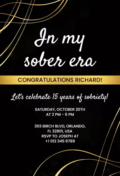 Sober Era Celebration 15 Years of Sobriety Invitation Template