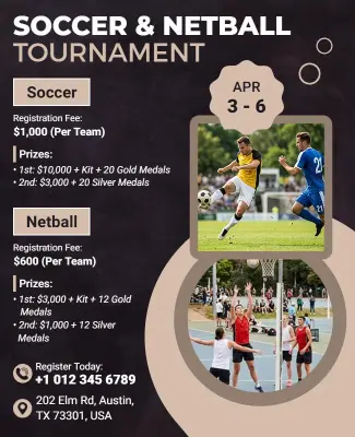 Soccer and Netball Tournament Event Flyer Template