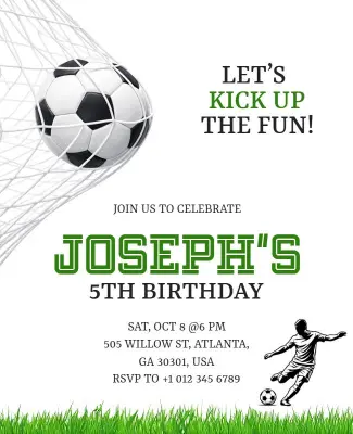 Soccer Birthday Celebration Invite Poster Template