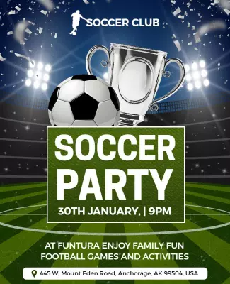 Soccer Club Family Fun Party Flyer Template