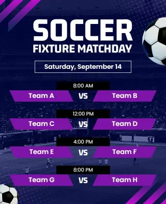 Soccer Fixture Matchday Schedule Flyer Template