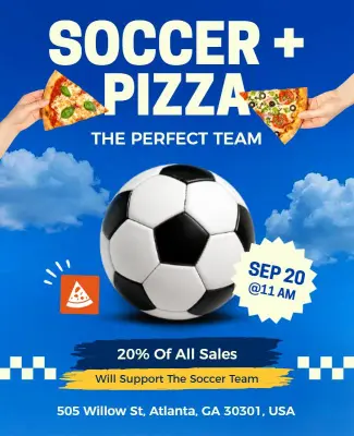 Soccer Fundraiser Pizza Event Poster Template