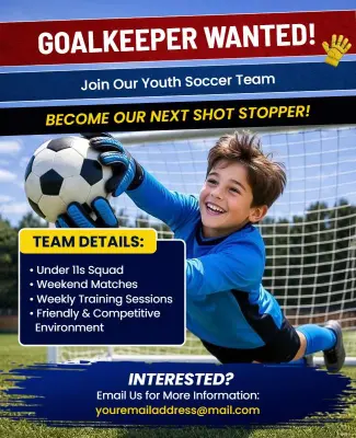 Soccer Goalkeeper Wanted Poster Template