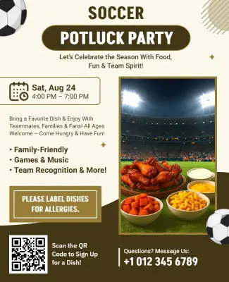 Soccer Potluck Party Celebration Flyer Template