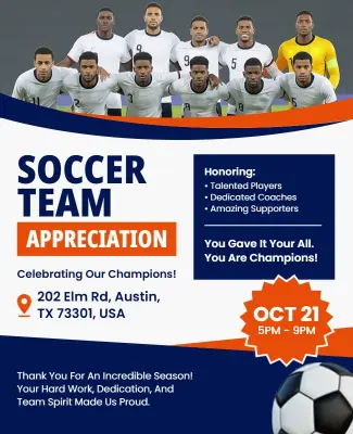 Soccer Sports Team Appreciation Event Flyer Template