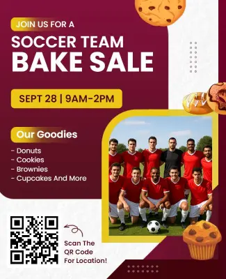 Soccer Team Bake Sale Fundraising Flyer Template