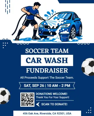 Soccer Team Car Wash Fundraiser Flyer Template