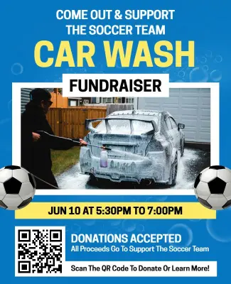 Soccer Team Fundraiser Car Wash Flyer Template