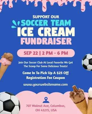 Soccer Team Ice Cream Fundraiser Event Flyer Template