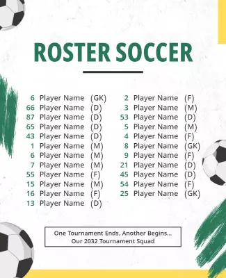 Soccer Team Roster Announcement Flyer Template