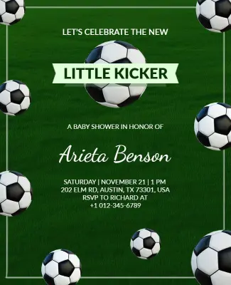 Soccer Theme Baby Shower Invitation Flyer Template